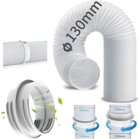 x 2 m Klimaanlagenschlauchverlängerung, 130 mm auf 150 mm Adapter, verstellbarer flexibler Schlauch für Küchen- und Badezimmerlüftung (1/5)