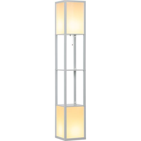Modern Shelf Floor Lamp with Dual Ambient Light, Standing Lamp Living Room, Bedroom, 156cm, Grey (1/5)