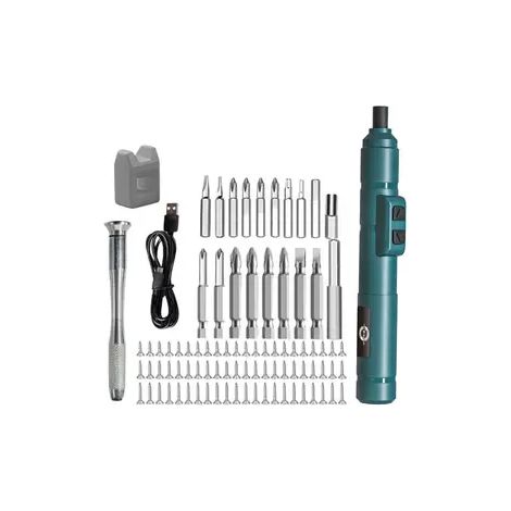 (Kit vert de 88 pièces) Mini tournevis électrique sans fil, rechargeable par USB, 3,6 V, 200 tr/min, batterie incluse (1/5)
