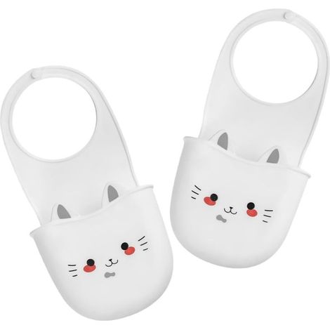 2 pièces Support Éponge Évier Cuisine, Panier Rangement Suspendu Forme de Chat, Égouttoir Multifonctionnel pour Organisateur Cuisine, Accessoires et Gain de Place, Matériau PP, Blanc, 188cm