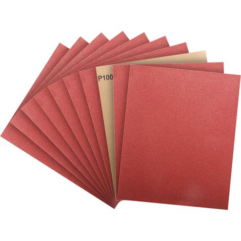 Papier de Verre, Papier Abrasif 100 Grains Utilisé pour polir le métal le bois les voiture, 10 Pièces Papier à Poncer 9x11 pouces (23x28cm) (1/5)