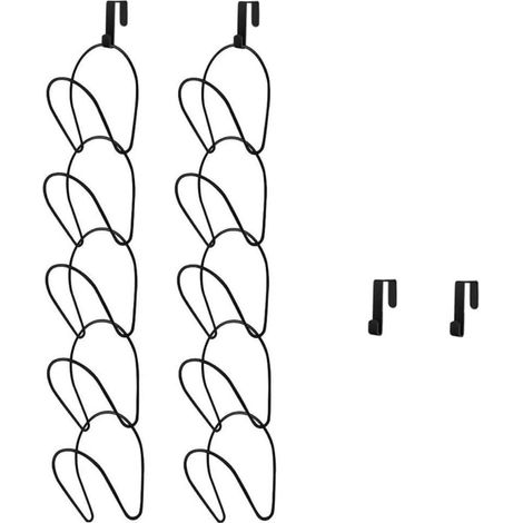 Porte-Chapeaux - Support Métallique Réglable Pour Porte - Pour Écharpes Sacs À Main Serviettes Cravates - Noir - Lot De 10 (1/5)