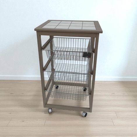 Carrello da cucina portafrutta con 3 cestelli senza base LACCATO TORTORA (1/2)