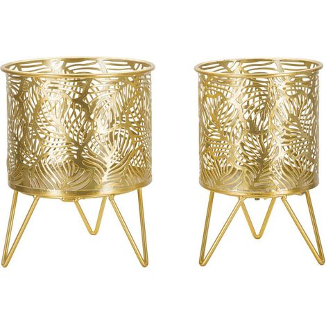 Set de 2 cache-pots en métal doré Naty (1/4)