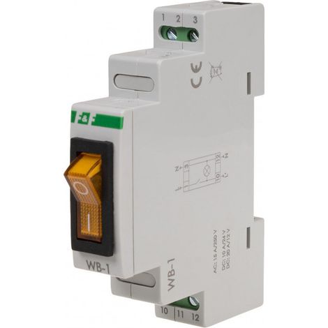 bouton TOGGLE et LED pour rail-din jaune 1NO, 230V / WB1-Y