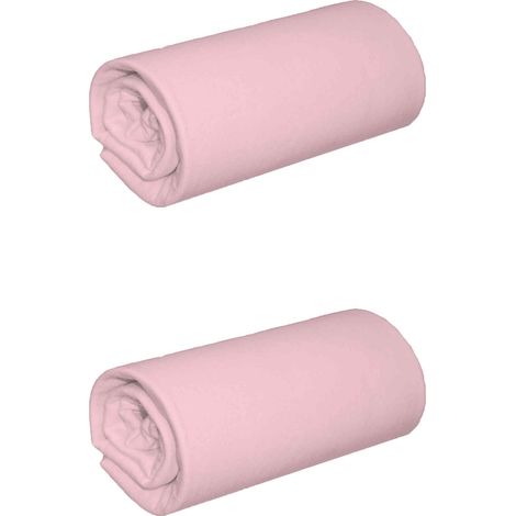Lot de 2 draps housse jersey rose thé bonnet 40 cm 90x200 (1/2)