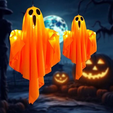 Fantome Halloween Decoration,Halloween Fantôme Suspendue Décoration, Fantômes Suspendus pour Halloween (Orange-1PCS) (1/4)