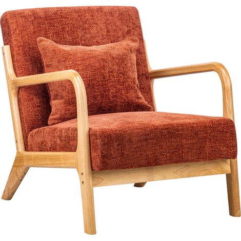 Fauteuil relax scandinave en bois hévéa – Tissu certifié OEKO-TEX – Confort mousse haute densité – Dimensions 64x80x74 cm – Nordlys