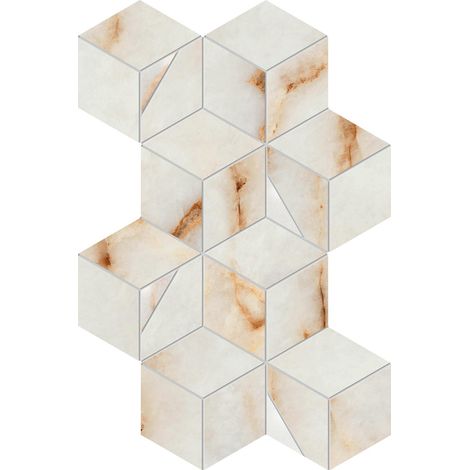 Mosaïque effet Marbre Blanc Cristallo Hexa 40,3x23,3x0,9 cm Brillant Sorvella - Mur intérieur (vendu par carton de 0,56339 m²) - RO'MA CARRELAGE