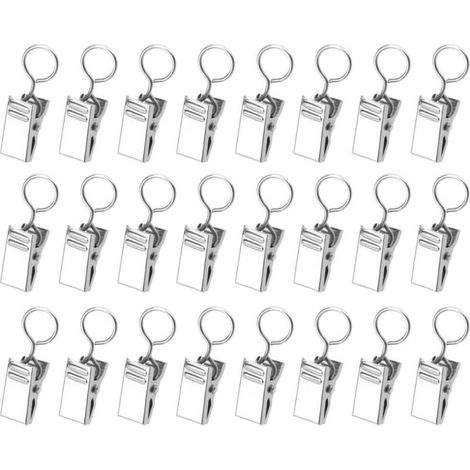 50 Stück Metall Vorhangklammern, Vorhang Klemmen Deko Aufhängehaken, Geschlossener Haken, Silber (1/5)