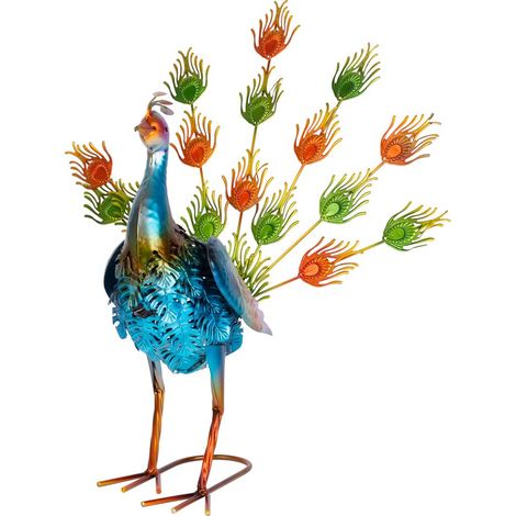 Dekoration MagicHome Mecco, Pfau, Blech, 49x35,5x53 cm