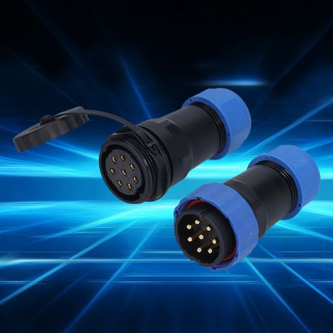 Connecteur étanche SP28 pour l'aviation (IP68), mâle/femelle, 380 V, 25 A, 8 broches. (1/5)