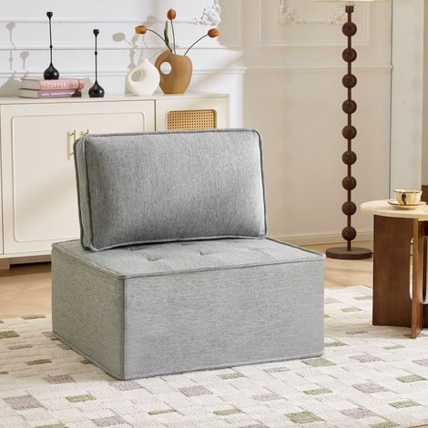 Divano singolo 81x81x81 cm, angolo relax poltrona, pouf da soggiorno, in legno grigio chiaro, per camera o cameretta