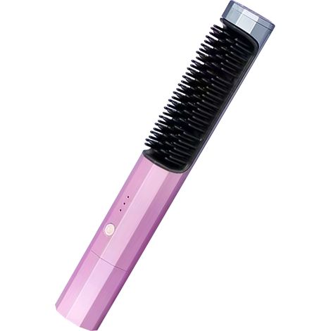 Brosse lissante cheveux, 3 températures, peigne défrisant anti-casse, usage sec/humide, dégradé violet (1/5)