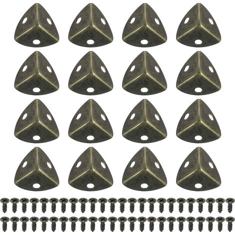 16Pcs Protège-Coins de Boîte en Métal 1,18" x0,79 Coins de Table Décoratifs avec Vis de Montage pour Boîtes de Rangement, Armoires, Coffres en Bois, Couleur Bronze (1/5)