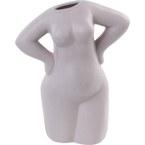 Florero de porcelana beige 24 cm patrón abstracto forma de mujer interior Kilkis