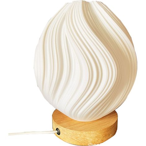 Petite lampe de table en bois massif télécommande 16 couleurs ambiance lampe de chevet veilleuse LED télécommande RGB 16 couleurs pan wave style (1/5)