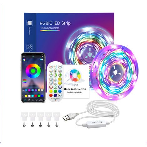 Bande lumineuse LED Symphony avec télécommande (télécommande 2,4 GHz, un panneau, bande lumineuse de 10 m, 140 LED) (1/5)