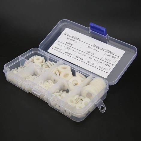 Rondelles en nylon (500 pièces/boîte) - M2, M2.5, M3, M4, M5, M6, M8, M10 - Accessoires de quincaillerie - Blanc (1/5)