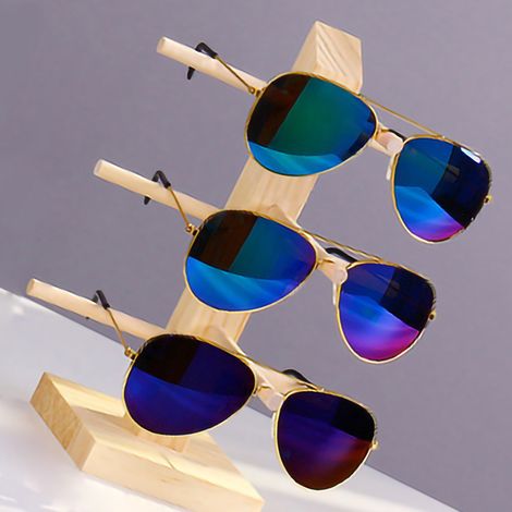 Eleganter und rutschfester Brillenständer aus Massivholz, einfach zu montieren, für Zuhause oder Optikergeschäfte. Bietet Platz für 3 Brillenpaare in einer Reihe. (1/5)