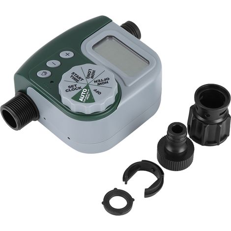 Programmateur d'arrosage automatique numérique, contrôleur d'irrigation de jardin avec connecteur G3/4, fonction pluie et manuel, ABS vert (1/5)
