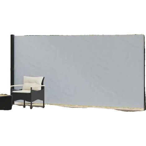 Toldo lateral retráctil, resistente a los rayos UV e impermeable, gris claro. (1/2)