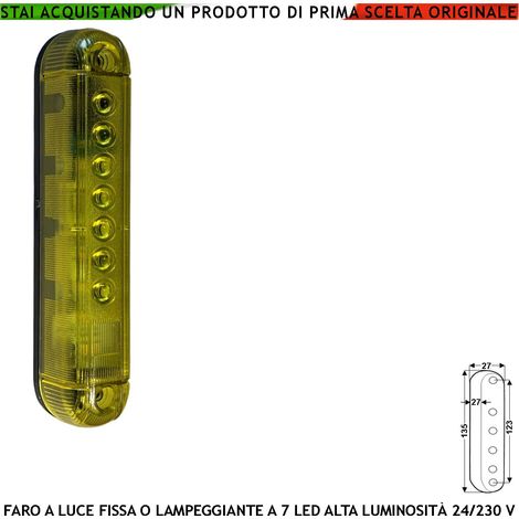 Segnalatore Luminoso Giallo 7 Led Luce Fissa o Lampeggiante Montaggio a Palo o Parete Monitore su Automatismi Pericolo Macchina in Movimento Aliment. 24-230 V Contenitore Metacrilato Protezione IP55 (1/3)