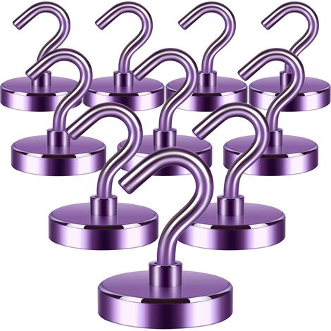 Starke Magnethaken mit Haken, Neodym, rostfrei, für Kühlschrank, Werkzeug, Kreuzfahrt, Violett (1/5)