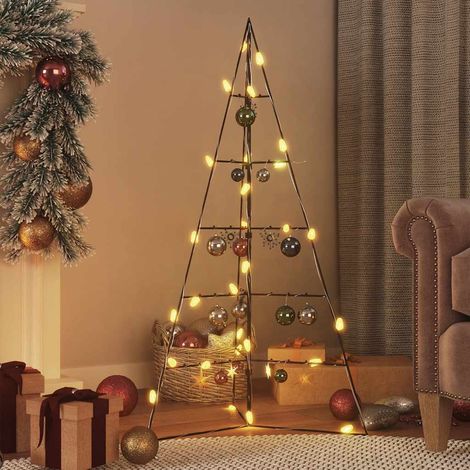 Sapin de Noël en Métal Noir 100 cm Cadre Décoratif en Acier 5 Couches Démontable - PANGIVO