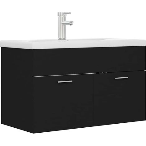 Maison Exclusive - Armoire d'évier avec lavabo intégré Noir Aggloméré (1/5)