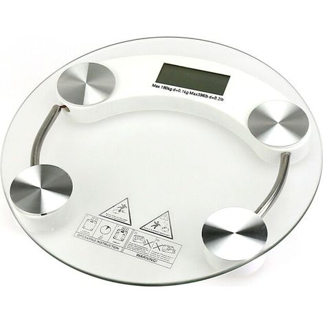 1 balance numérique, affichage LCD, plateforme en verre trempé, diamètre 26 cm, capacité 150 kg, pour suivi poids quotidien (1/5)