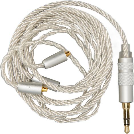 Câble de remplacement MMCX vers 3.5mm en cuivre argenté 4 brins, fil HiFi pour casque audio, 1.2m