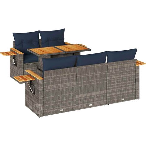 Maison Exclusive - 6-tlg. Garten-Sofagarnitur mit Kissen Grau Pol (1/5)