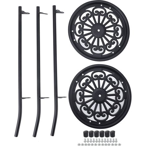 50 cm hoher, doppelstöckiger, multifunktionaler Pflanzenständer aus Eisen, Blumenregal für Balkon, Eingangsbereich und Garten, Schwarz (1/5)