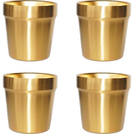 Lot de 4 Tasses, Acier Inoxydable, Double Paroi, Isolantes, Empilables, Pour Café Thé Extérieur (1/5)