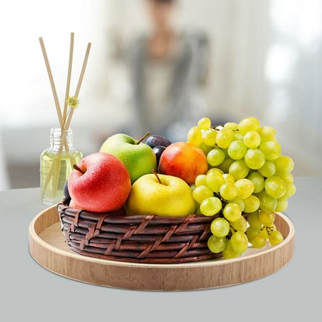 Plateau de service en bois pour service à thé, fruits, bonbons, nourriture, décoration intérieure (1/5)