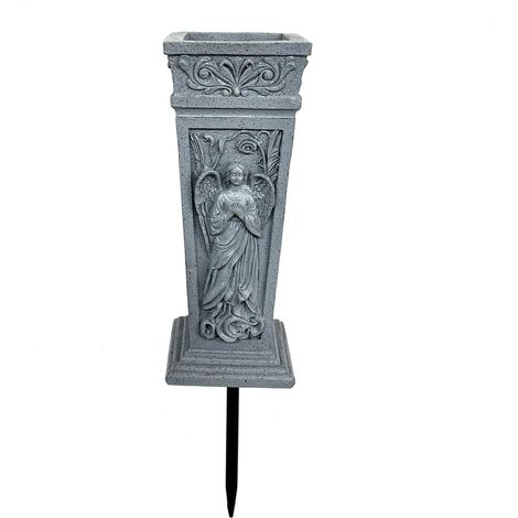 Vase De Cimetière pour Tombe - Sculpture d'ange en Résine Résistante Aux Intempéries,Vase de Cimetière pour Fleurs Naturelles Ainsi Que Artificielles pour Amis Maman Papa Et Toute La Famille (1/5)