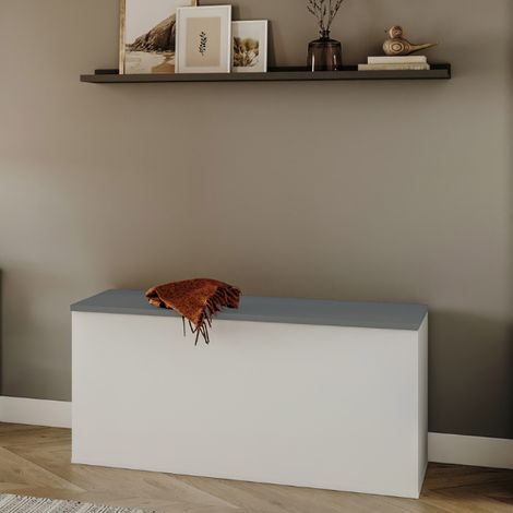 Banc Knox avec rangement - blanc/gris celadon (1/4)