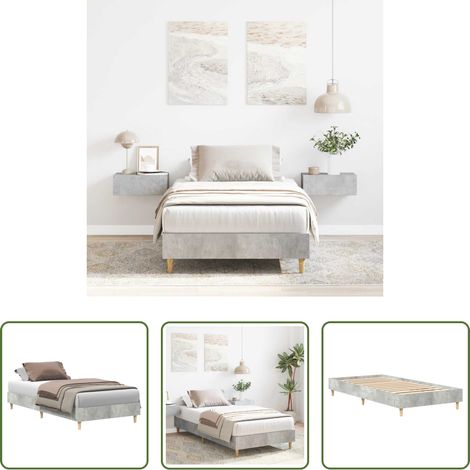 Lit bois - Cadre de lit sans matelas gris béton 75x190cm bois d'ingénierie (1/5)