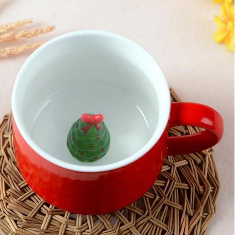 Tasse De Noël - Tasse En Céramique À Motif 3D Bonhomme De Neige Père Noël - Pour Café Petit-Déjeuner Chocolat Chaud - Lot De 1