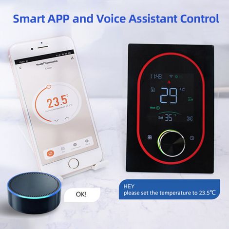 Eosnow Thermostat intelligent pour chauffage électrique de l'eau domestique, chaudière à gaz, thermostat AC avec écran tactile numérique VA et bouton réglable, programmation hebdomadaire 5+1+1/manuel/ (1/4)