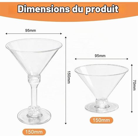 Martini Cocktail Glasses, PS Material Reusable Martini Glasses 150ml Classic Margarita Glasses Practical Design for Wedding Birthday (1/2)