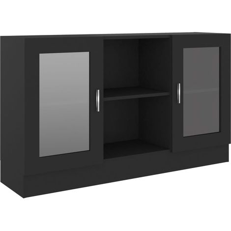GBLY Vitrinenschrank Schwarz 120x30,5x70 cm Holzwerkstoff (1/5)
