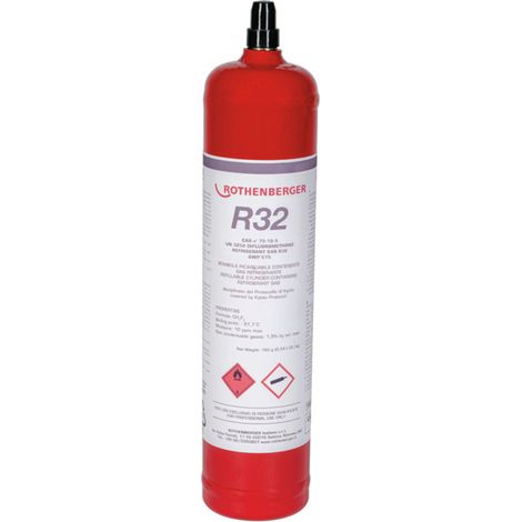 Rothenberger – Gaz réfrigérant R32 1L – Cylindre acier pour climatisation et pompe à chaleur – Haute efficacité énergétique – Faible impact environnemental