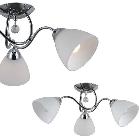 Italux Lugano - Lámpara de techo empotrada estilizada, cromo, 3 luces blancas con pantalla blanca, E27 (1/3)