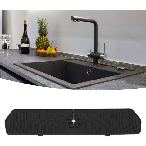 Silikon-Spritzschutzmatte für Wasserhahn, Tropfmatte, Wasserhahnmatte für Küche und Bad, schwarz (1/5)