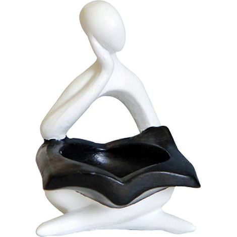 Bougeoir représentant un penseur, figurine abstraite, chandelier décoratif-White Thinker (1/5)
