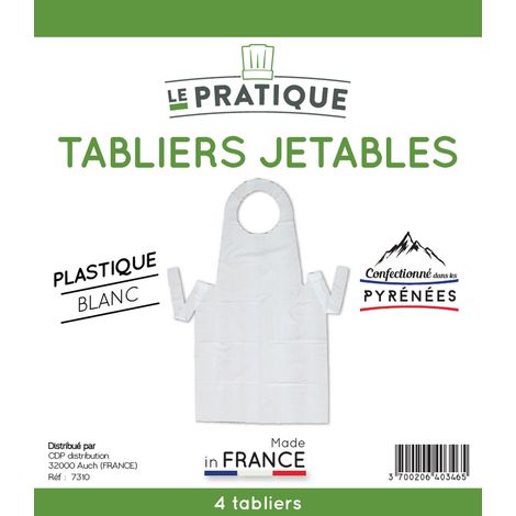 10 Lotto 4 Grembiuli Monouso Bianco Pe 120 X 70 Cm - La Pratica