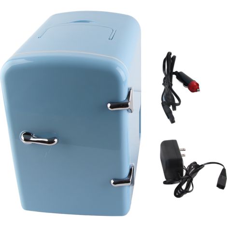 Mini réfrigérateur 4L portable chaud-froid, glacière personnelle avec prise DC12V pour voiture, soins de la peau, boissons AC100-240V bleu prise US (1/5)