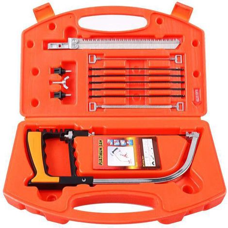 Lntyq 12-in-1-Multifunktions-Bügelsägewerkzeug, Hand-Bügelsäge mit 8 zusätzlichen HSS-Stahlsägeblättern und Tragetasche – zum Schneiden von Holz, Kunststoff, Glas, Fliesen und Metall (1/4)